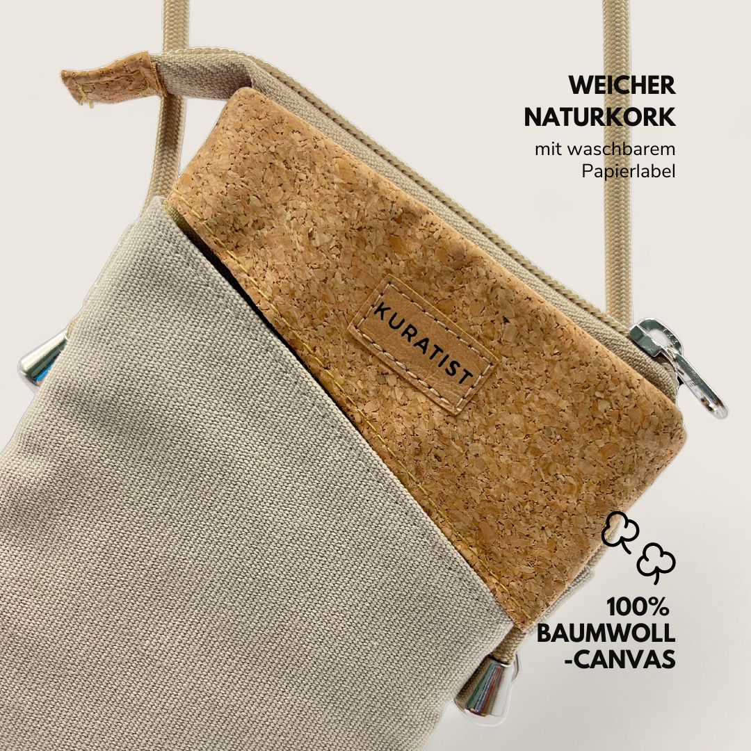 Handytasche zum Umhängen - Kuratist FREYA - Ecru Cork - Kuratist