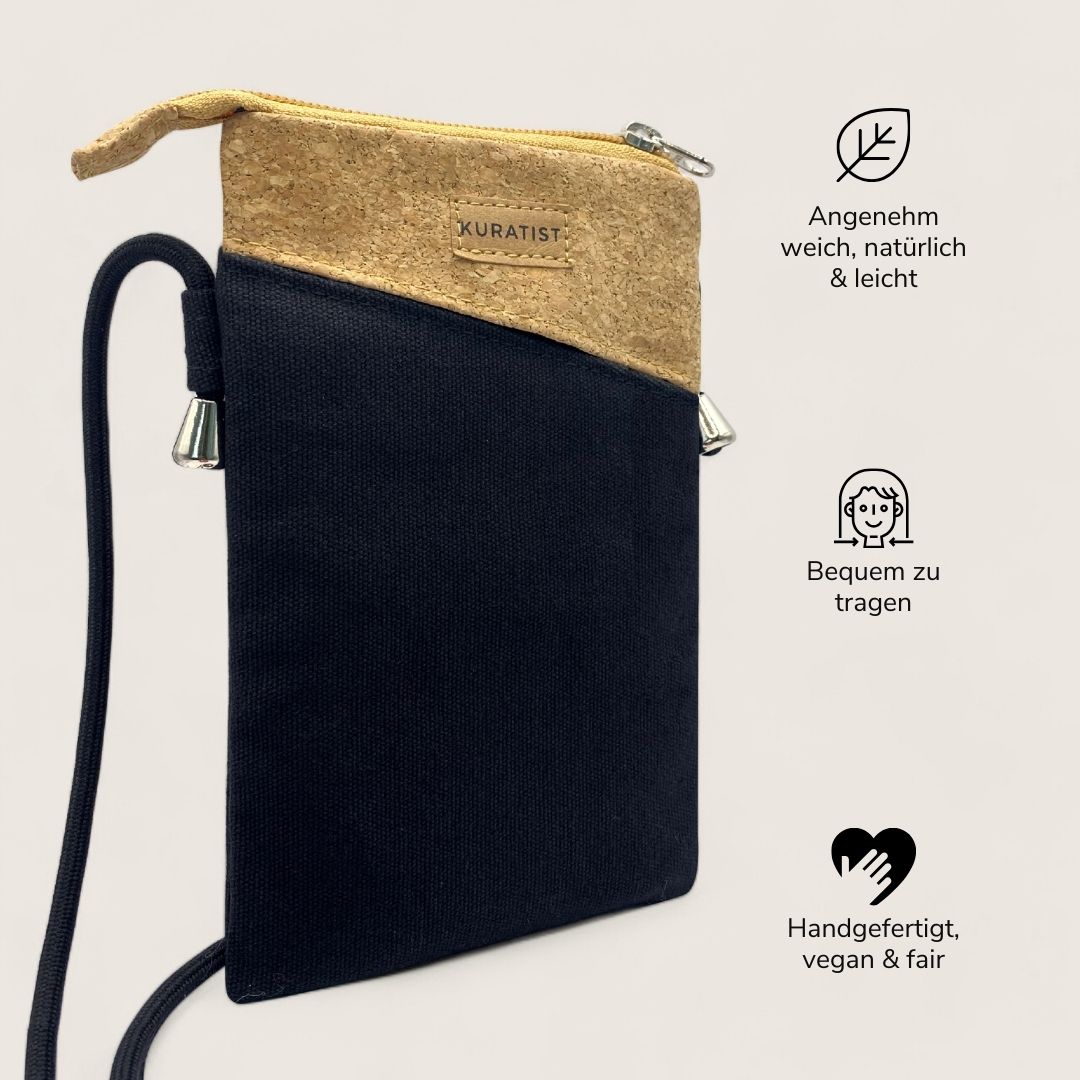 Handytasche zum Umhängen - Kuratist FREYA - Black Cork - Kuratist