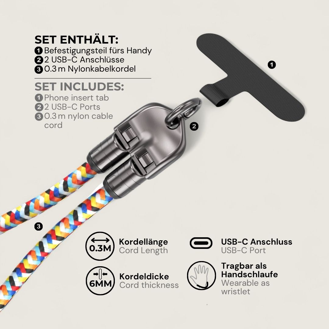 LYRA – 2 in 1 Handykette mit USB-C Ladekabel