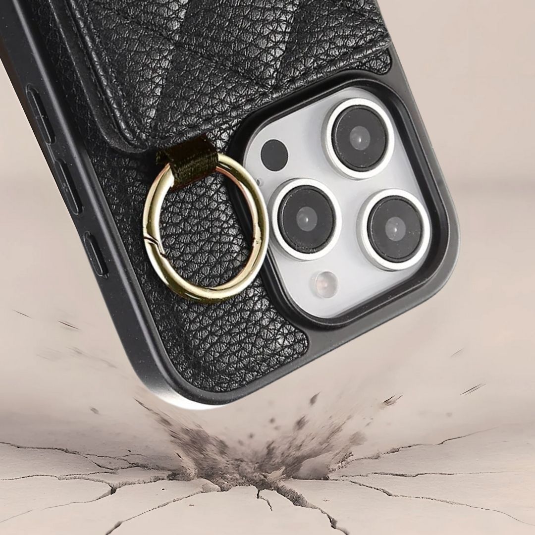 ALMA iPhone Crossbody Hülle & Geldbörse - Handyhüllen mit Band - Deep Black - Kuratist