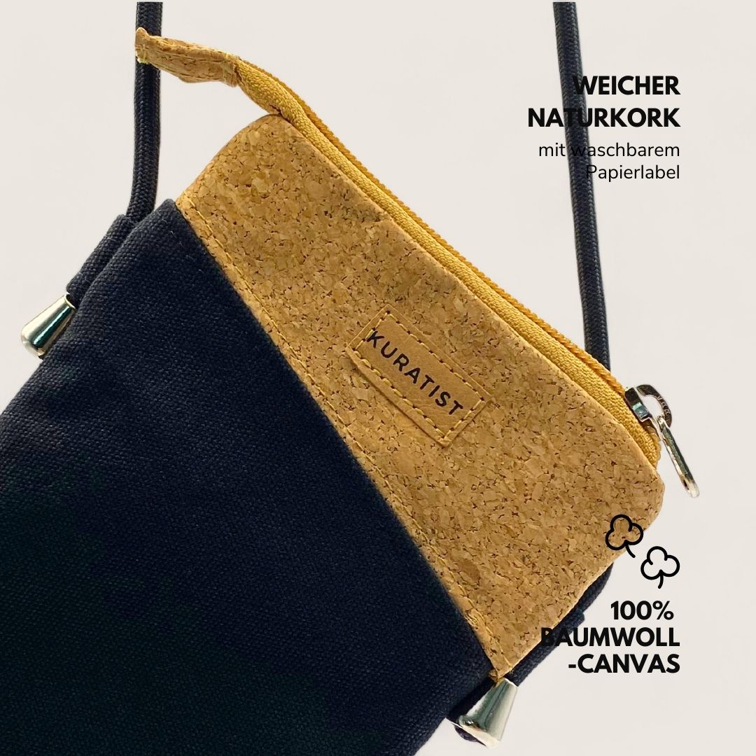 Handytasche zum Umhängen - Kuratist FREYA - Black Cork - Kuratist