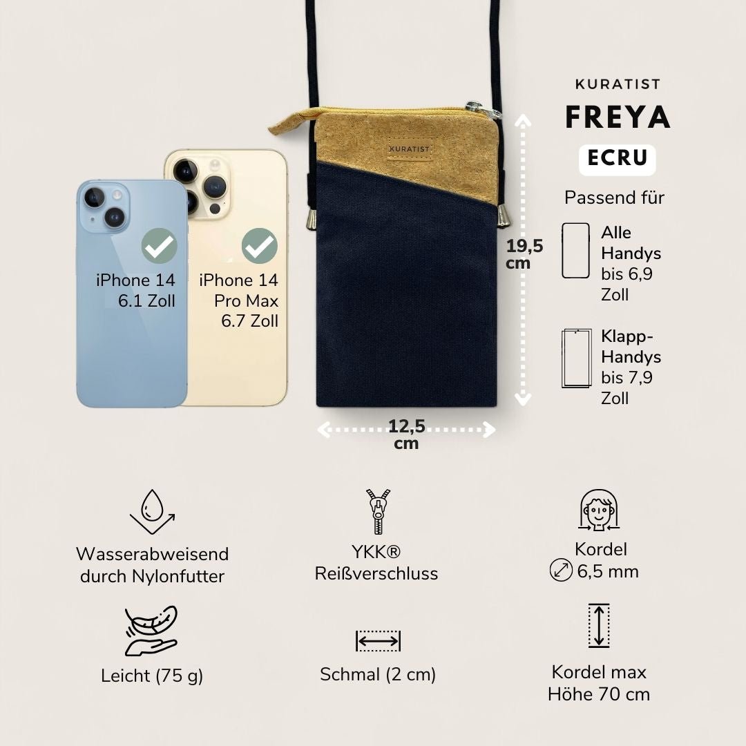 Handytasche zum Umhängen - Kuratist FREYA - Black Cork - Kuratist