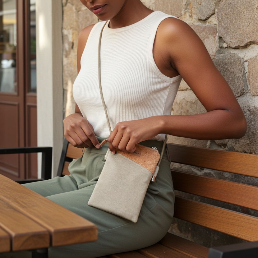 Handytasche zum Umhängen - Kuratist FREYA - Ecru Cork - Kuratist