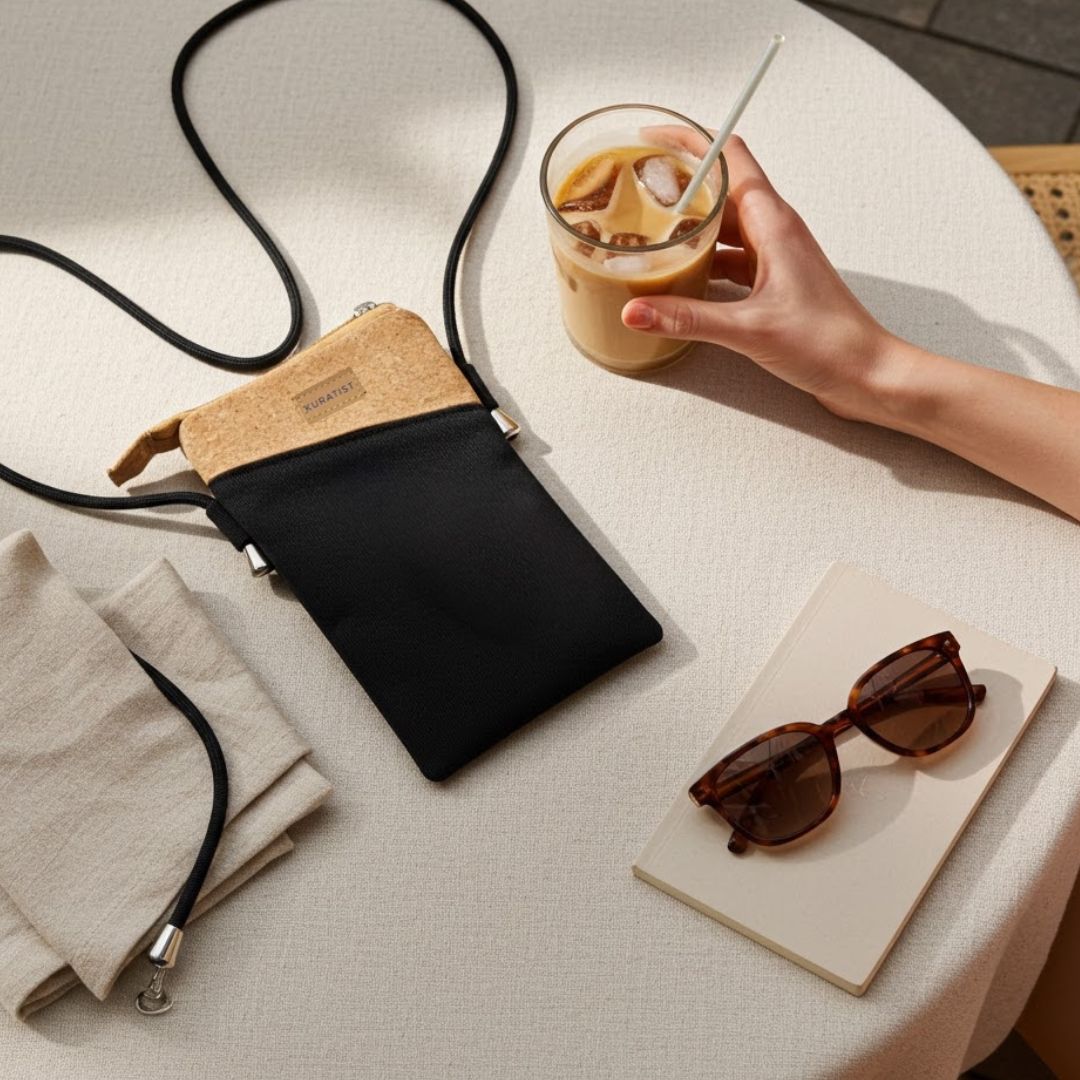 Handytasche zum Umhängen - Kuratist FREYA - Black Cork - Kuratist