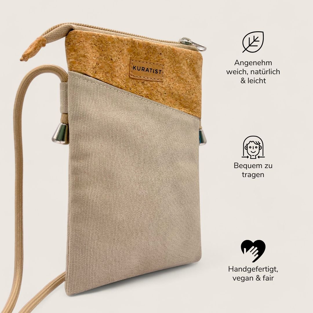 Handytasche zum Umhängen - Kuratist FREYA - Ecru Cork - Kuratist