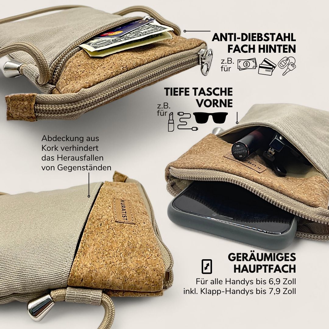 Handytasche zum Umhängen - Kuratist FREYA - Ecru Cork - Kuratist