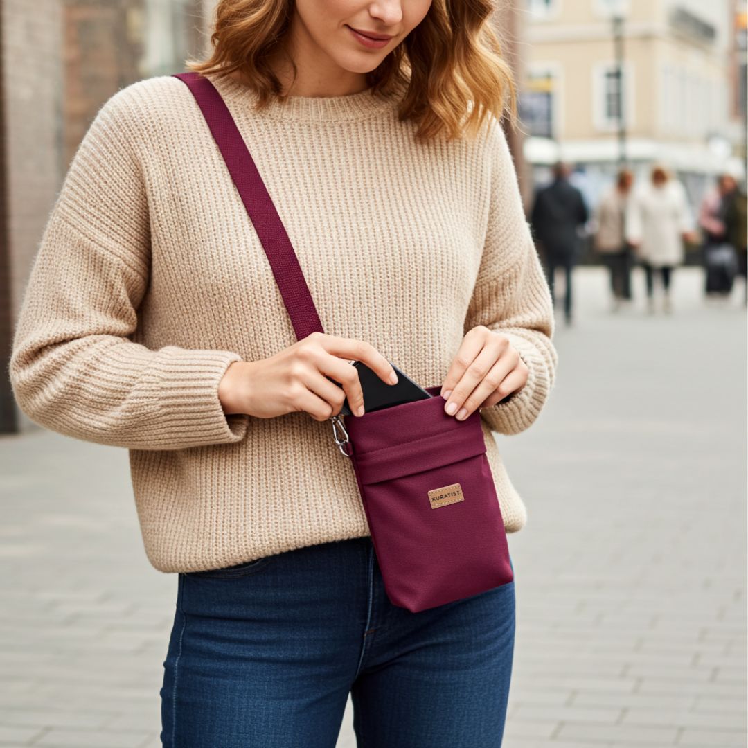 GRETJE MINI Handy Umhängetasche - Umhängetaschen - Burgundy - Kuratist