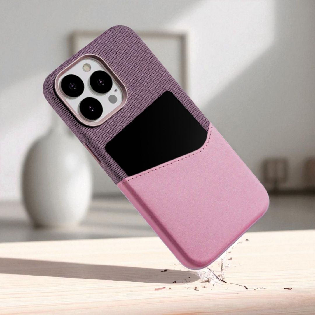 KIVO iPhone Hülle aus Leder & Stoff - Handyhüllen - Purple/Pink - Kuratist