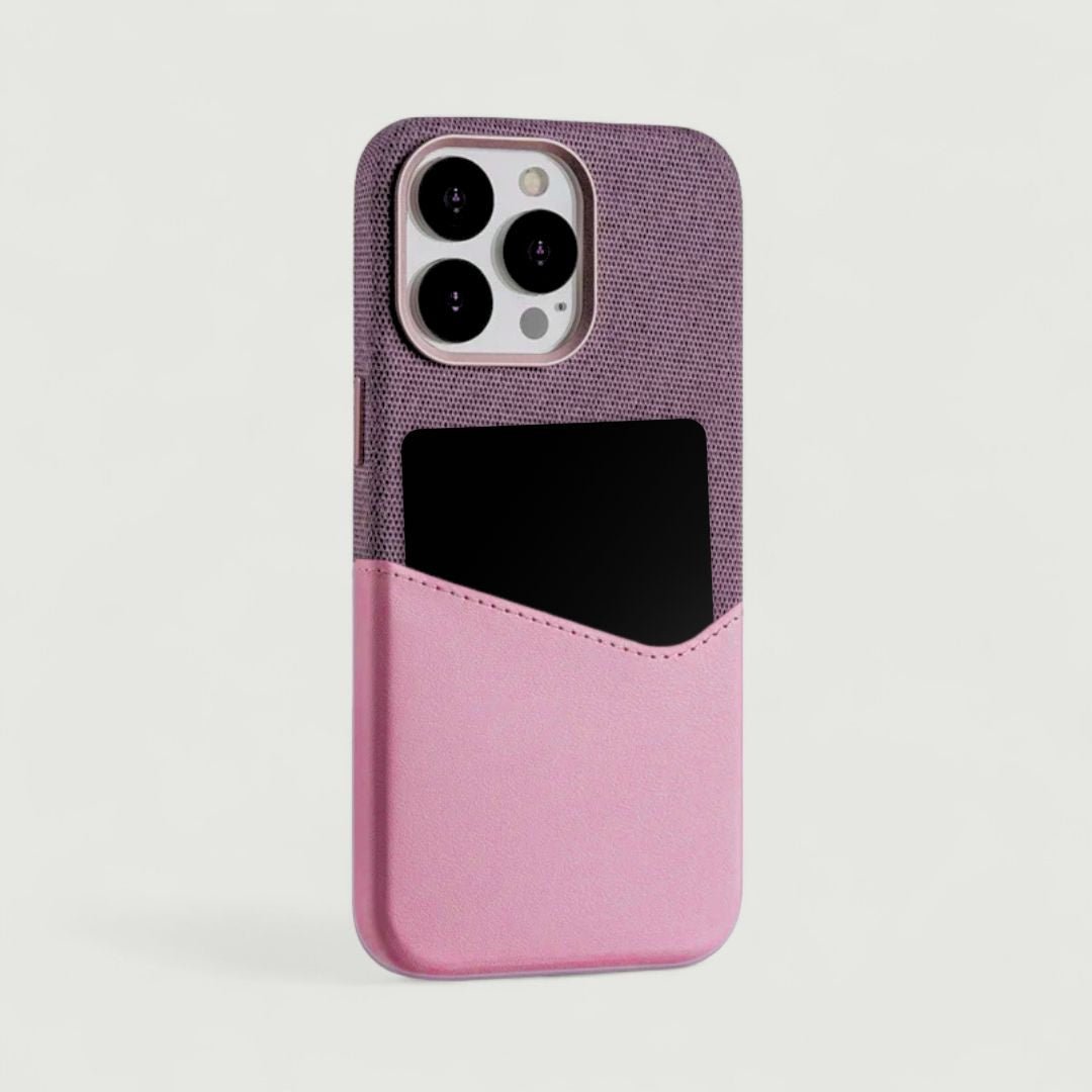 KIVO iPhone Hülle aus Leder & Stoff - Handyhüllen - Purple/Pink - Kuratist