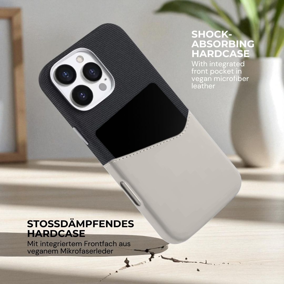 KIVO iPhone Hülle aus Leder & Stoff - Handyhüllen - Black/Beige - Kuratist