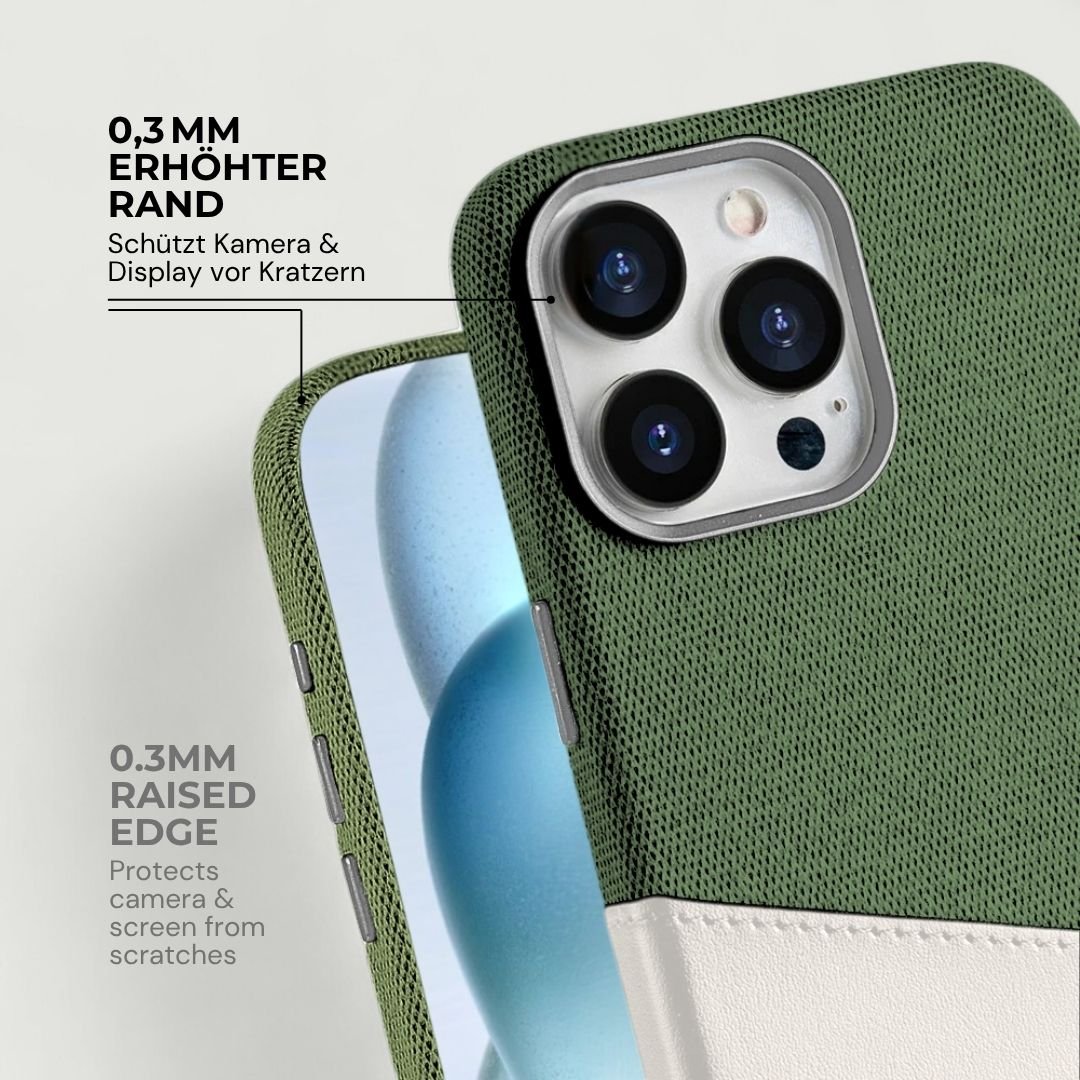 KIVO iPhone Hülle aus Leder & Stoff - Handyhüllen - Green/White - Kuratist