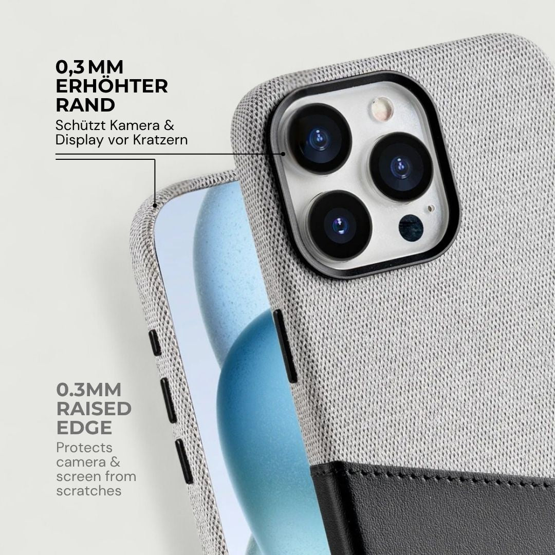 KIVO iPhone Hülle aus Leder & Stoff - Handyhüllen - Grey/Black - Kuratist