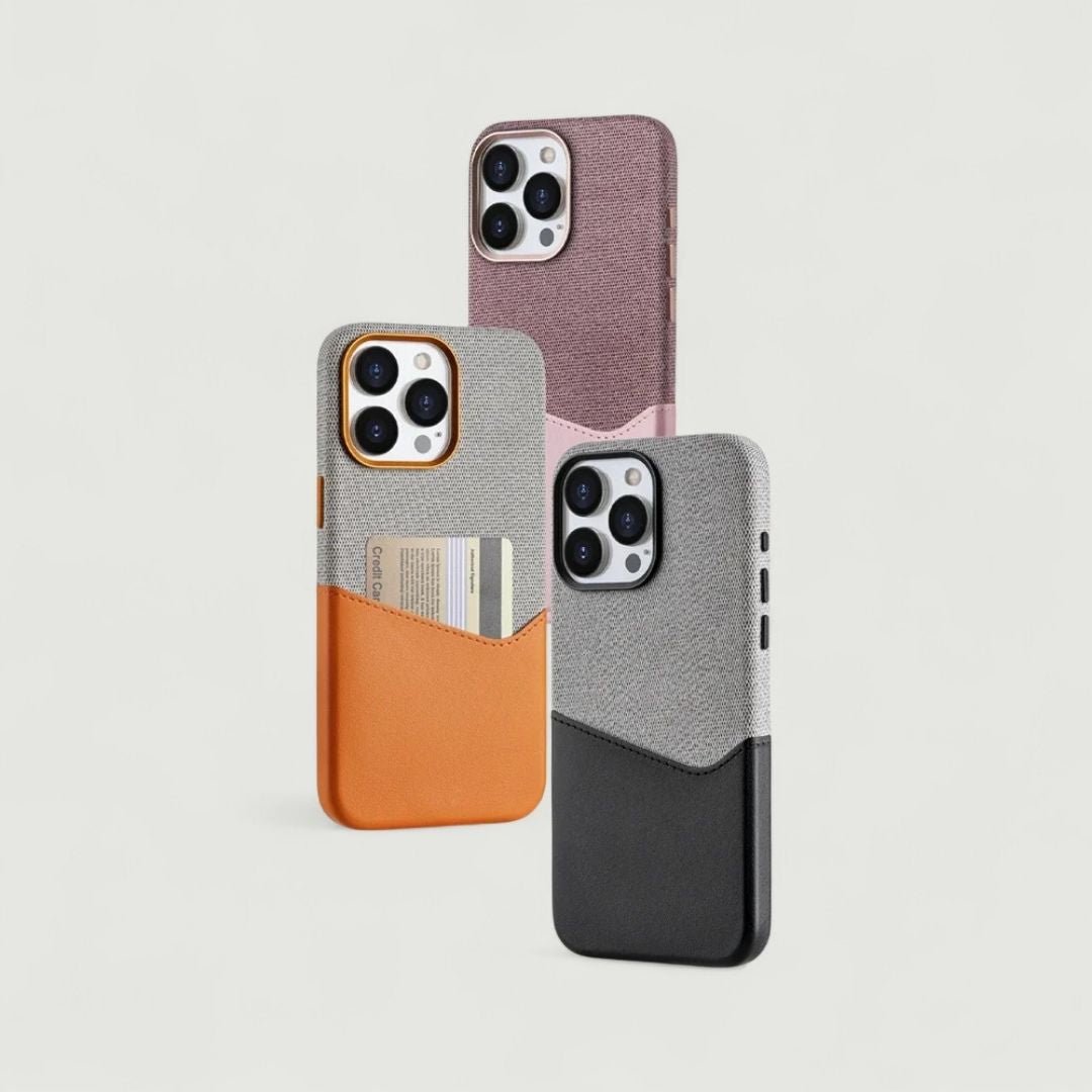 KIVO iPhone Hülle aus Leder & Stoff - Handyhüllen - Purple/Pink - Kuratist