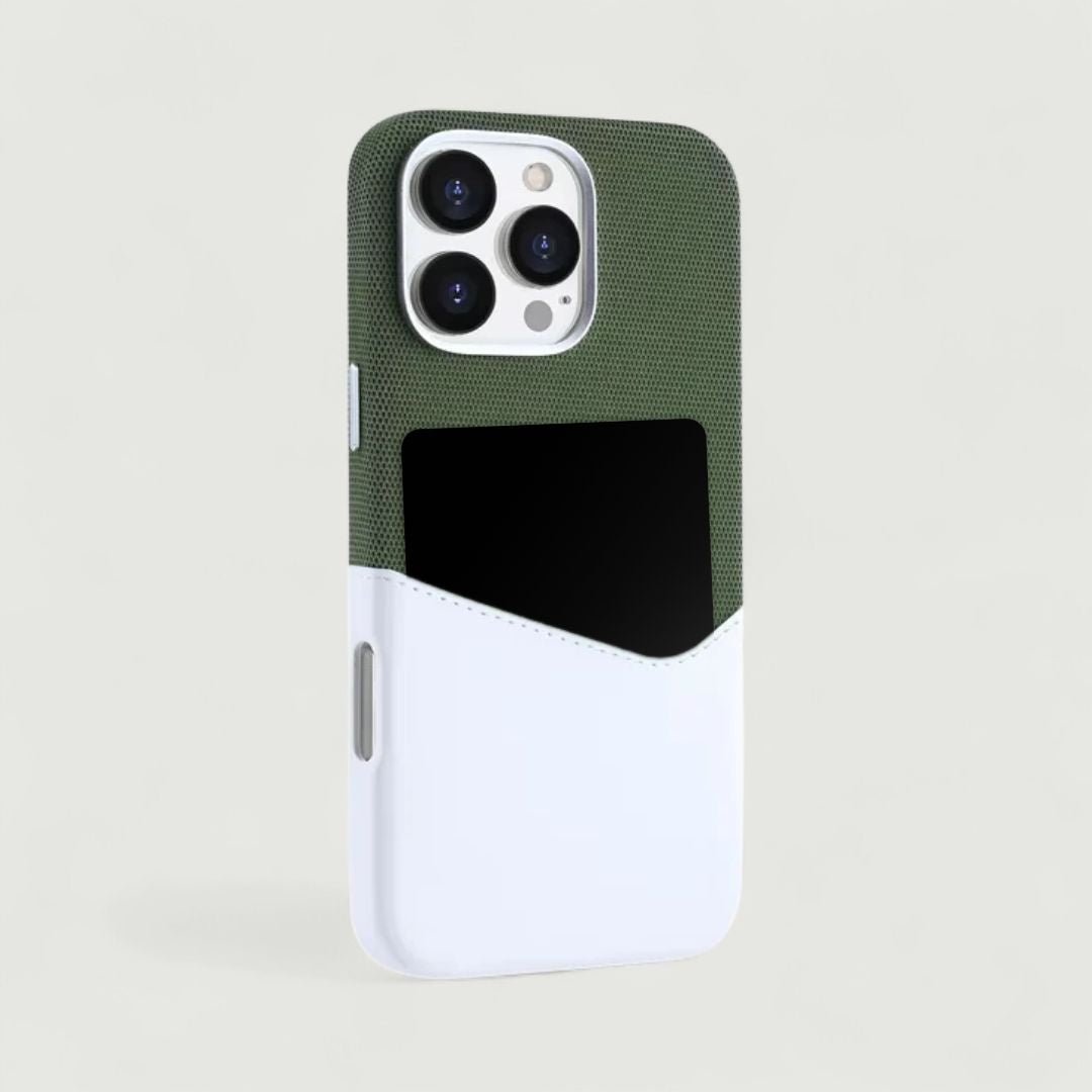 KIVO iPhone Hülle aus Leder & Stoff - Handyhüllen - Green/White - Kuratist