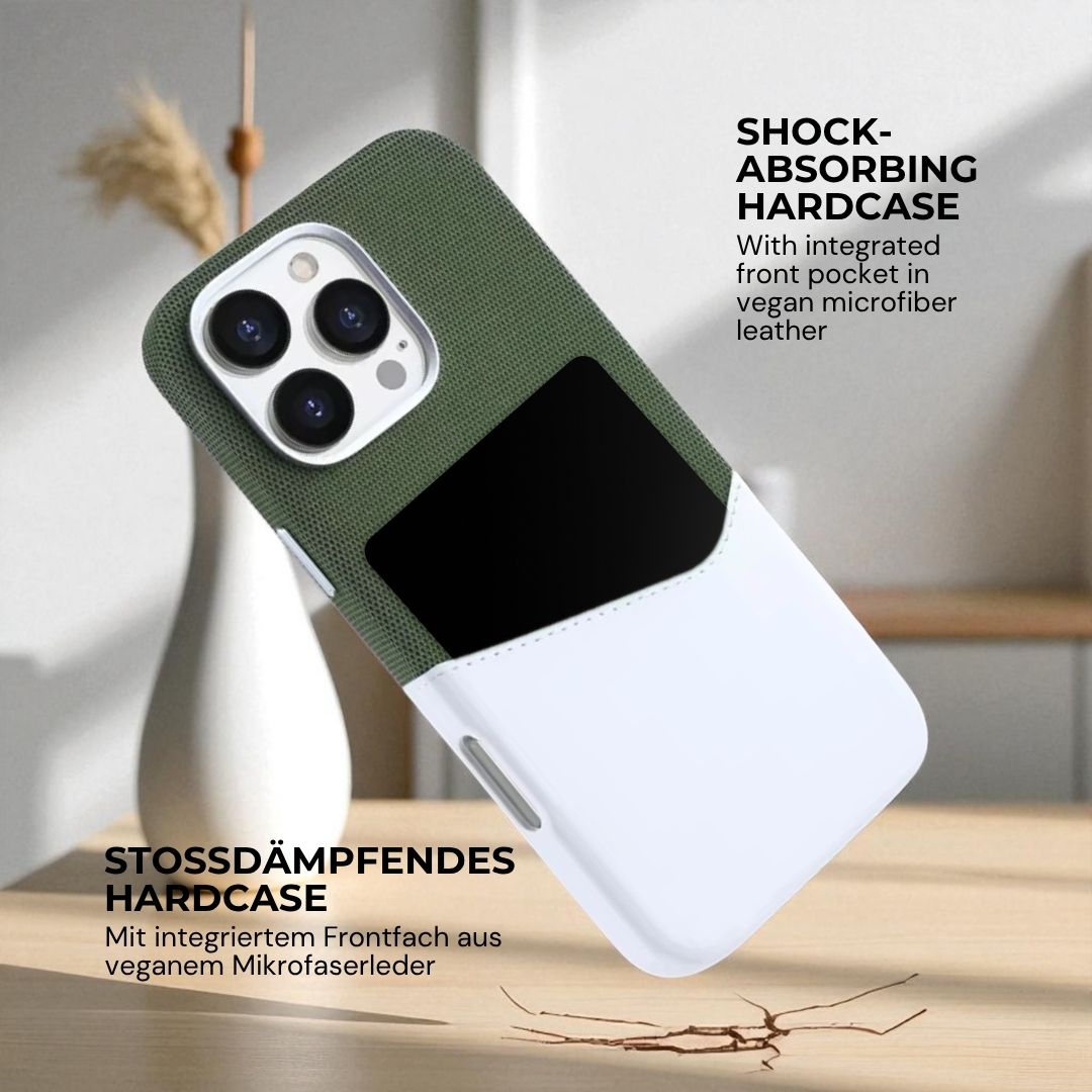 KIVO iPhone Hülle aus Leder & Stoff - Handyhüllen - Green/White - Kuratist