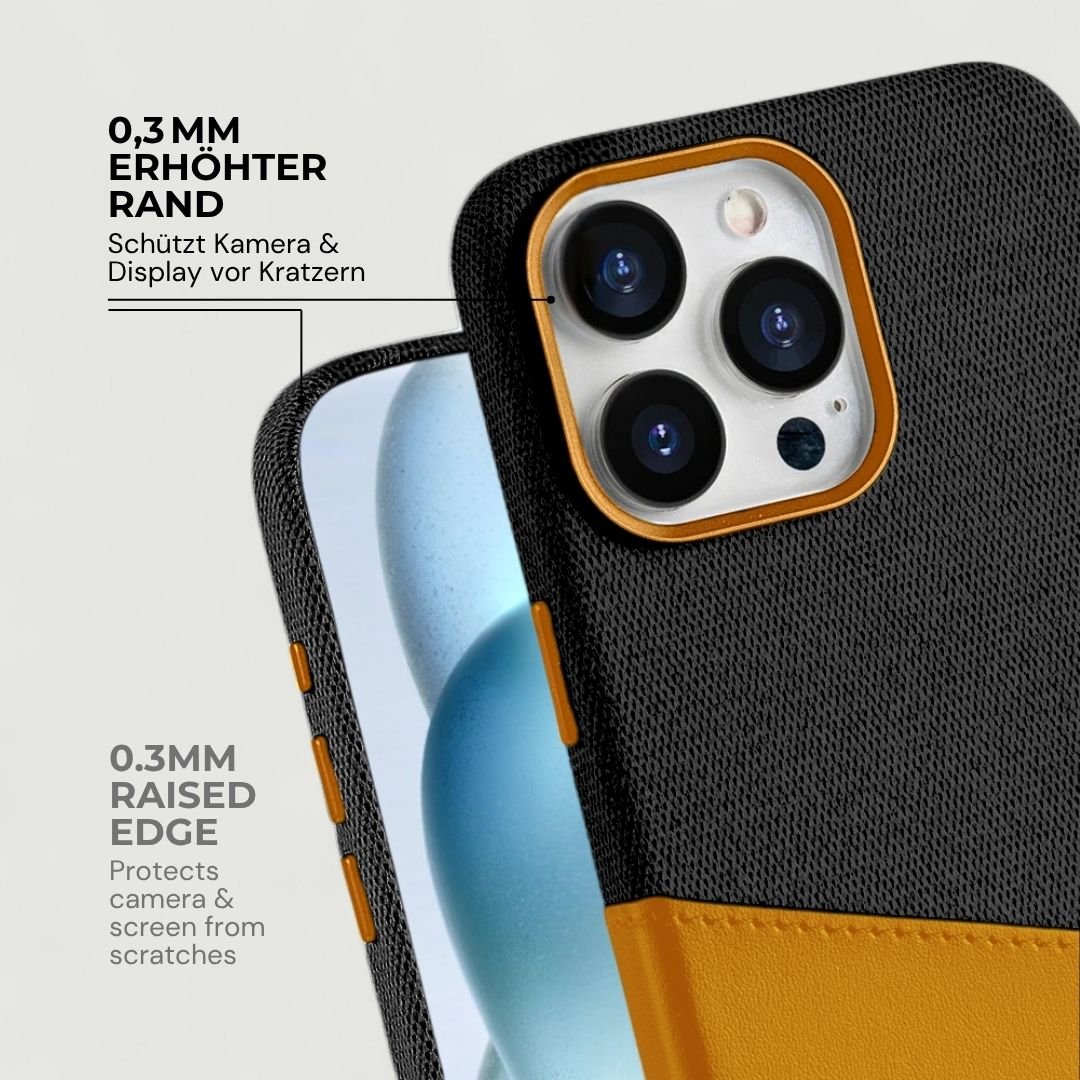 KIVO iPhone Hülle aus Leder & Stoff - Handyhüllen - Grey/Brown - Kuratist