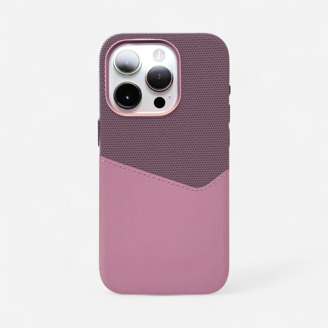 KIVO iPhone Hülle aus Leder & Stoff - Handyhüllen - Purple/Pink - Kuratist