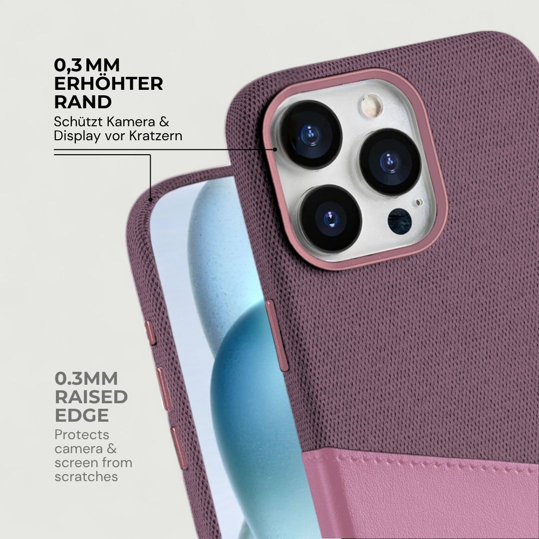 KIVO iPhone Hülle aus Leder & Stoff - Handyhüllen - Purple/Pink - Kuratist