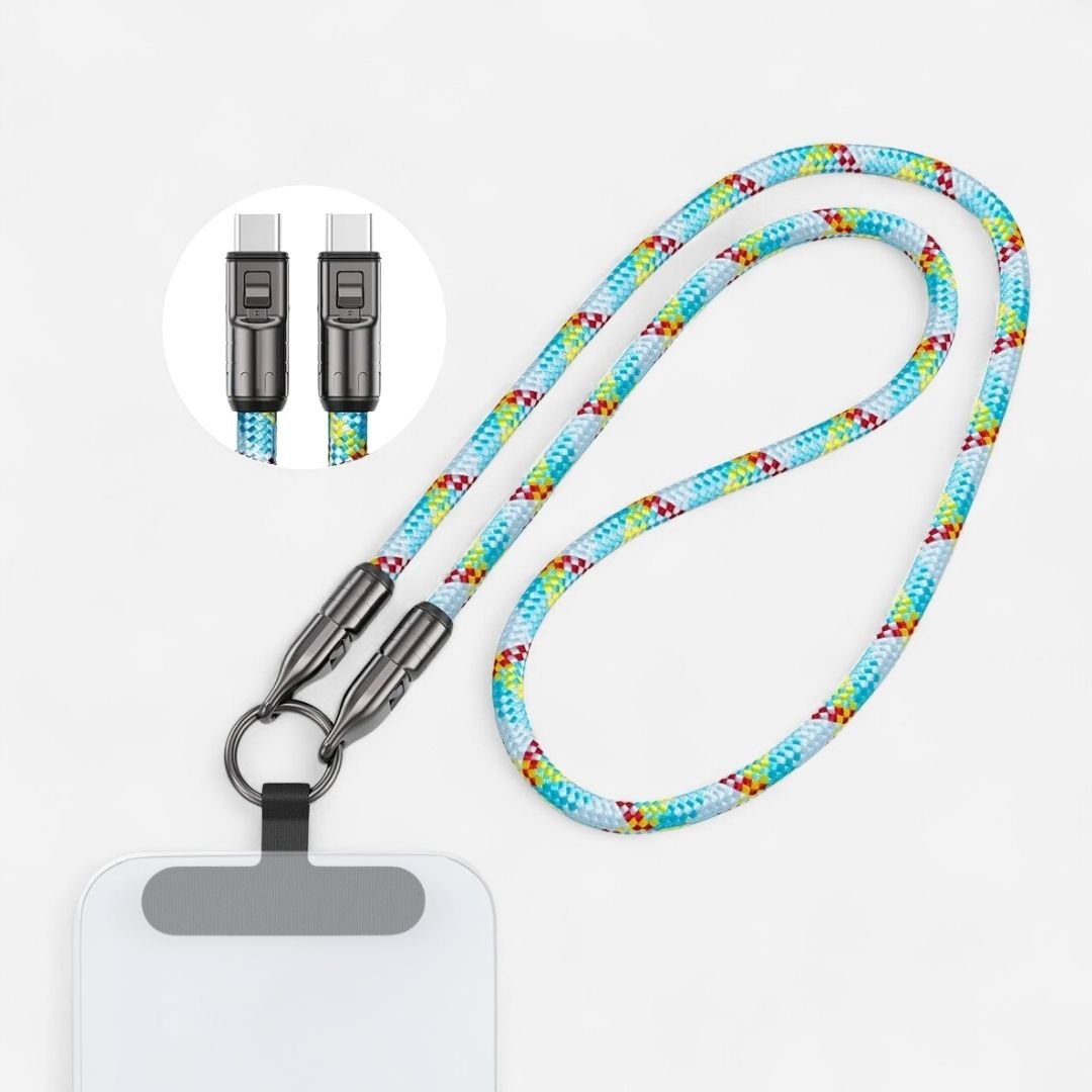 LYRA – 2 in 1 Handykette mit USB - C Ladekabel - Handykette - Multi Blue - Kuratist