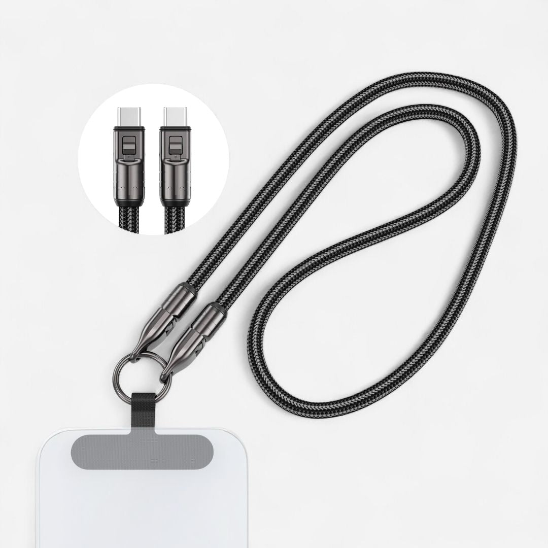 LYRA – 2 in 1 Handykette mit USB - C Ladekabel - Handykette - Black - Kuratist