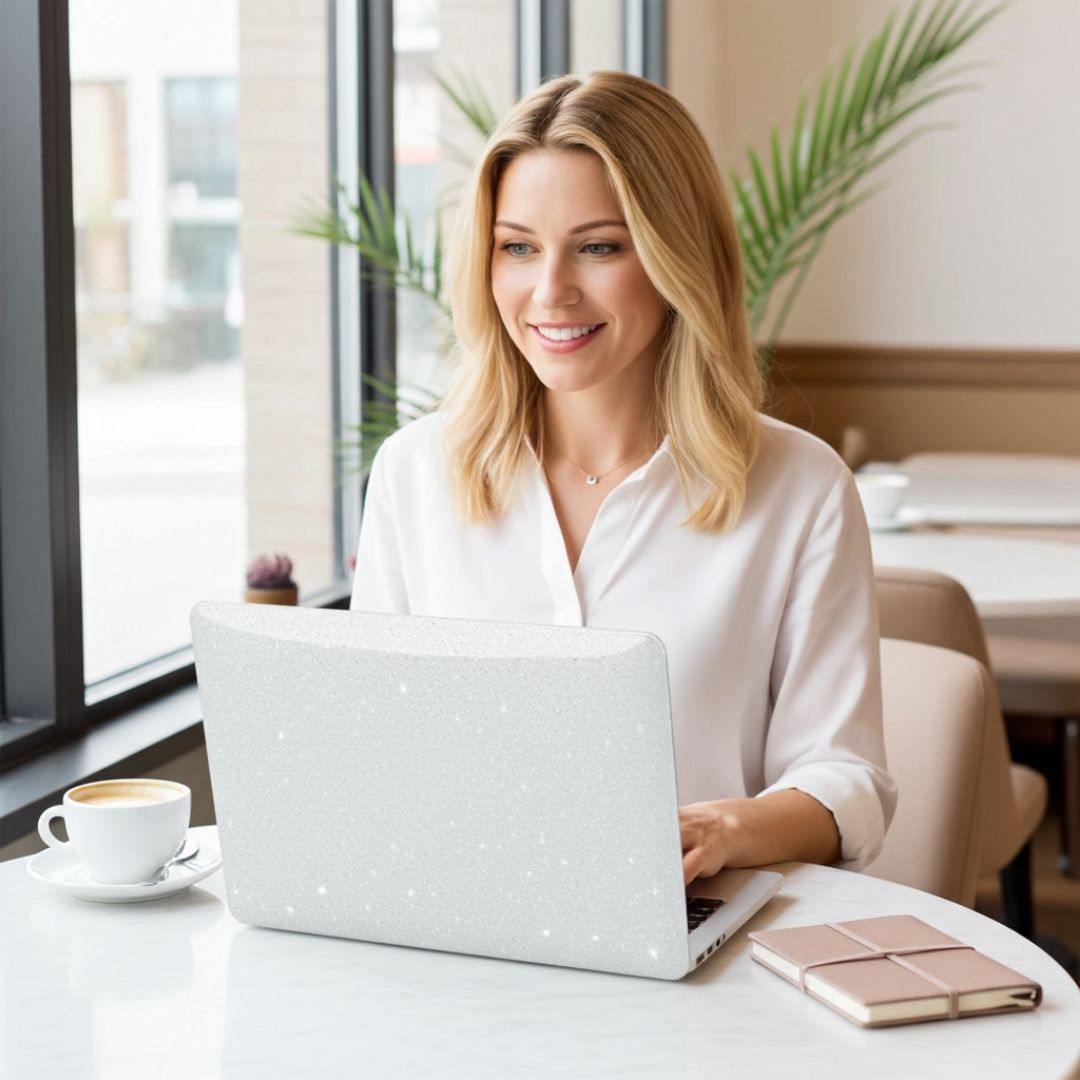 LYS Stoßfestes MacBook Bumper Case mit Kantenschutz - Laptophüllen - Glitter Clear - Kuratist