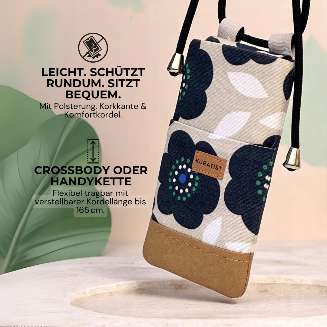 NELA Handytasche zum Umhängen Bedruckt - Handytasche zum Umhängen - Midnight Bloom Paper - Kuratist