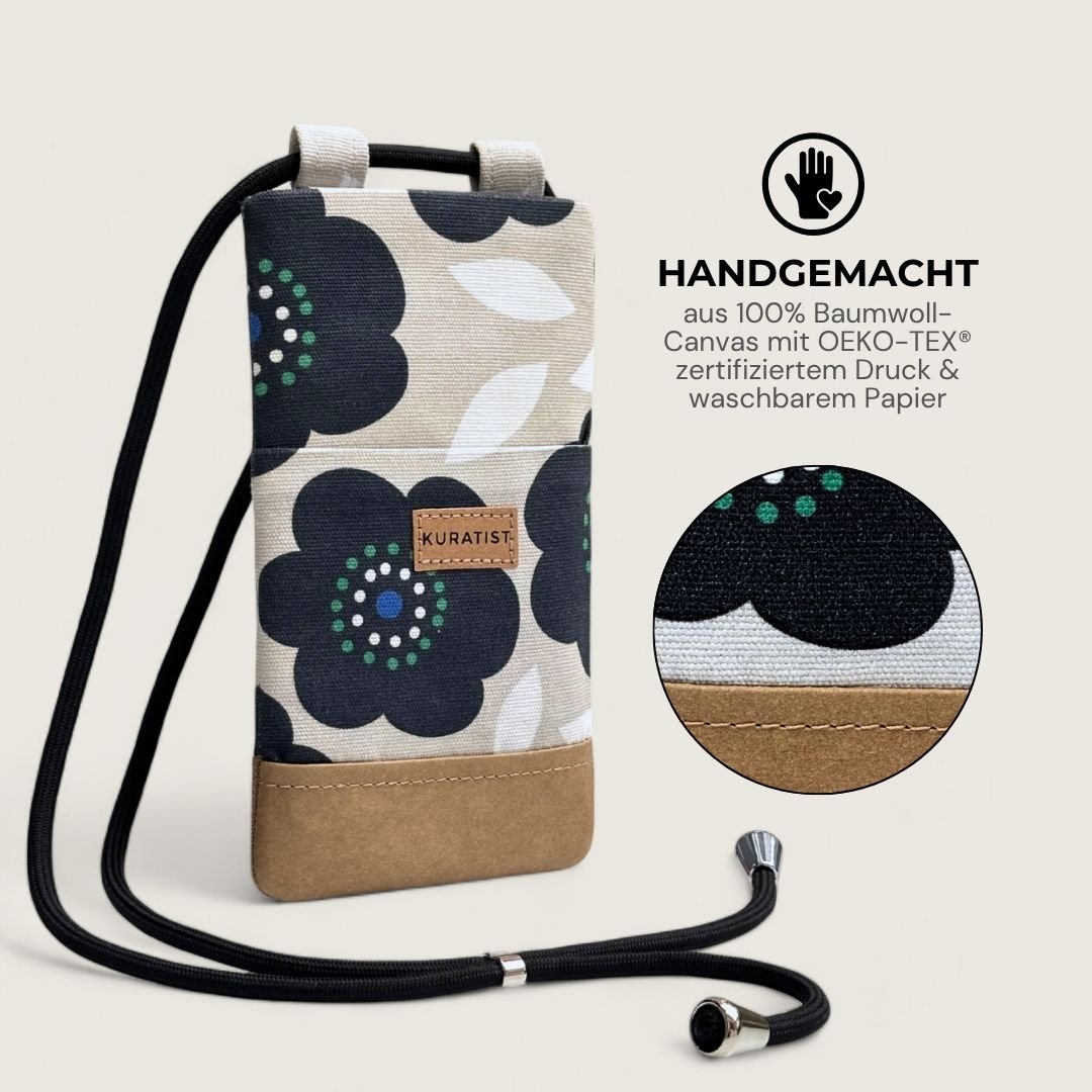 NELA Handytasche zum Umhängen Bedruckt - Handytasche zum Umhängen - Midnight Bloom Paper - Kuratist
