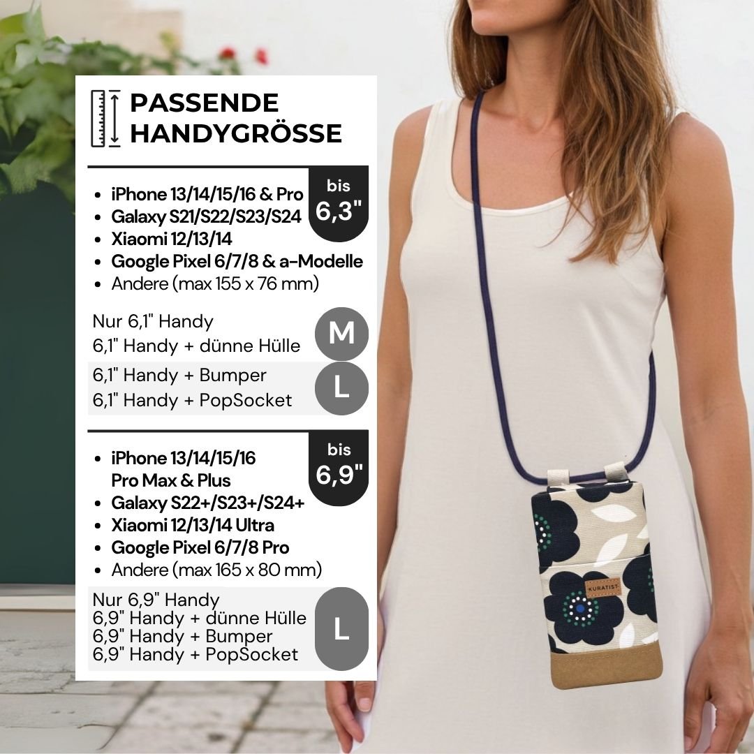 NELA Handytasche zum Umhängen Bedruckt - Handytasche zum Umhängen - Midnight Bloom Paper - Kuratist