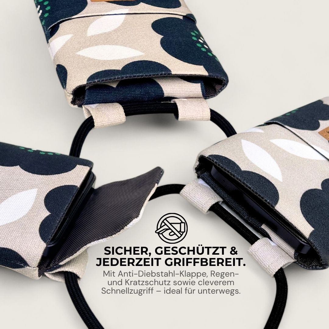 NELA Handytasche zum Umhängen Bedruckt - Handytasche zum Umhängen - Midnight Bloom Paper - Kuratist
