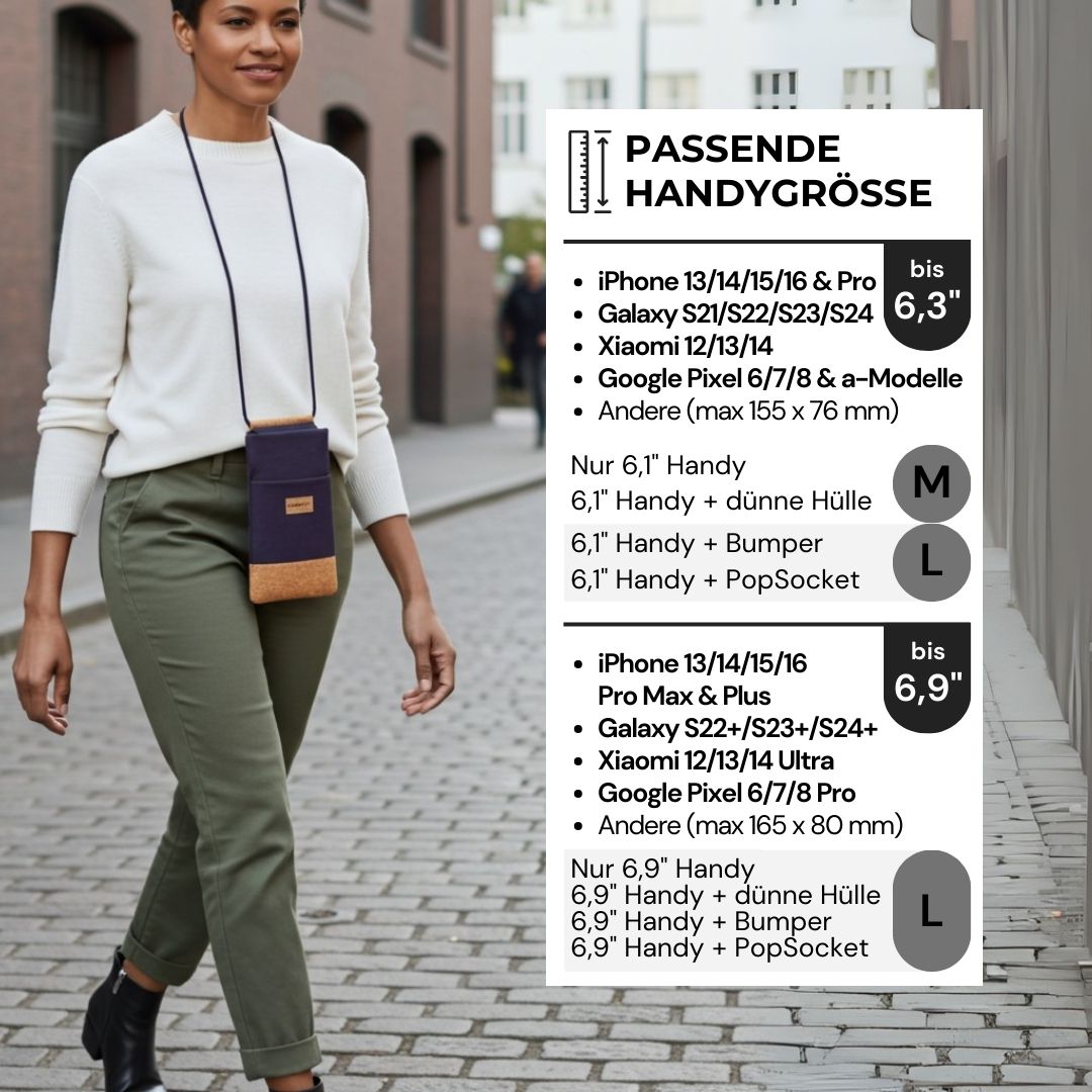 NELA Handytasche zum Umhängen - Handytasche zum Umhängen - Evening Blue Cork - Kuratist