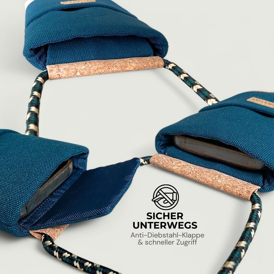 NELA Handytasche zum Umhängen - Handytasche zum Umhängen - Teal Cork - Kuratist