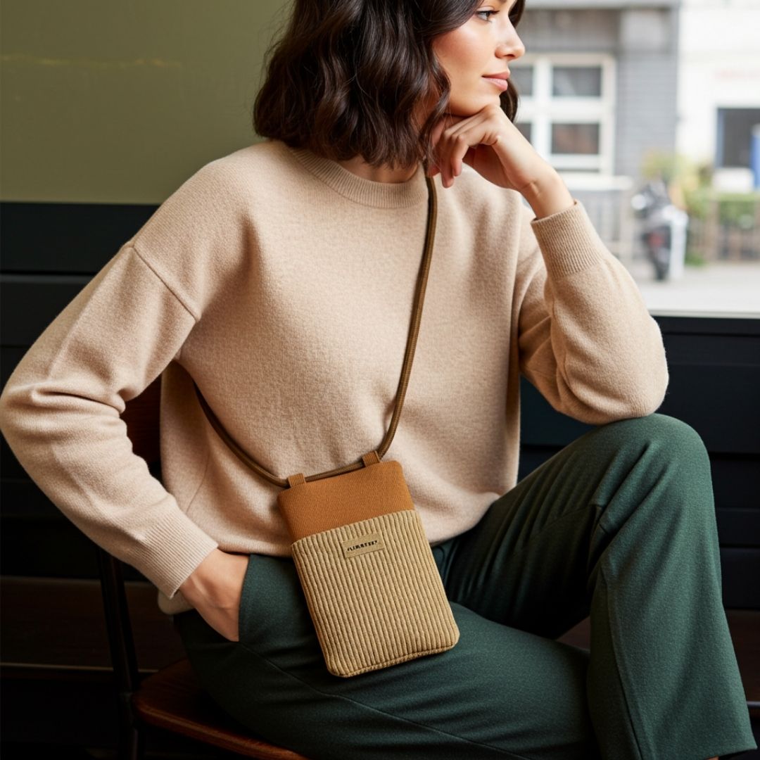 NELA Handytasche zum Umhängen - Handytasche zum Umhängen - Cord Clay Dune - Kuratist