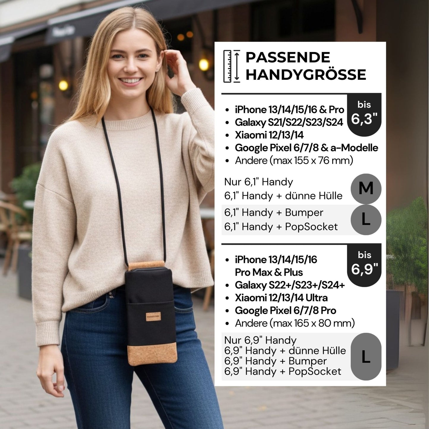 NELA Handytasche zum Umhängen - Handytasche zum Umhängen - Black Cork - Kuratist