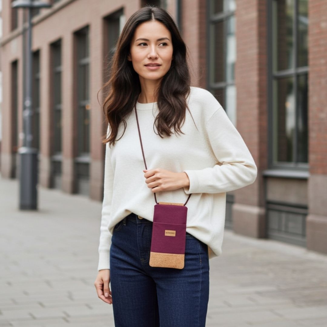 NELA Handytasche zum Umhängen - Handytasche zum Umhängen - Berry Cork - Kuratist