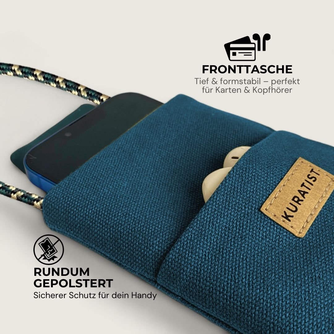 NELA Handytasche zum Umhängen - Handytasche zum Umhängen - Teal Cork - Kuratist