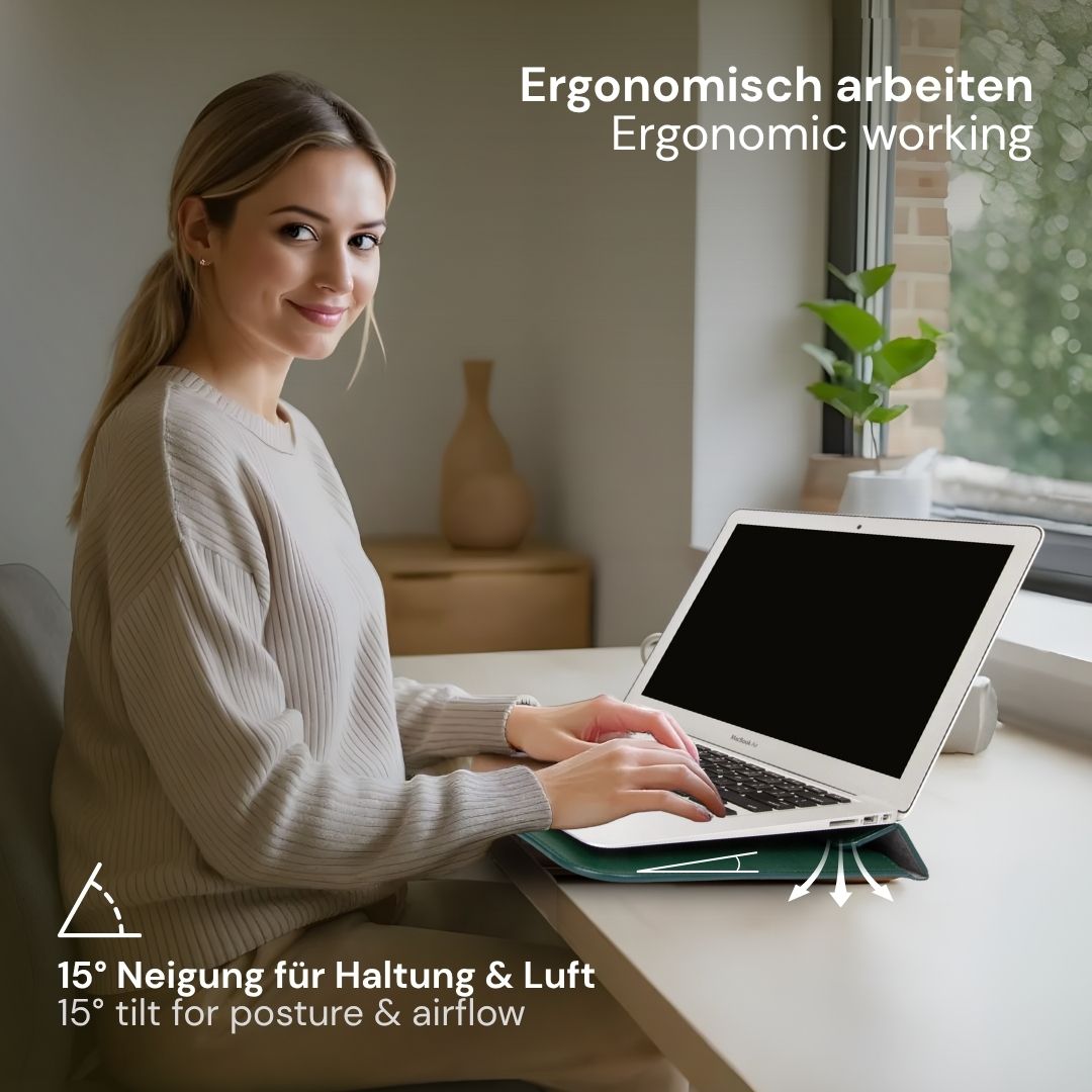 VIKA Flache Laptop - Hülle für MacBook & Notebooks - Laptophüllen - Forest Green - Kuratist