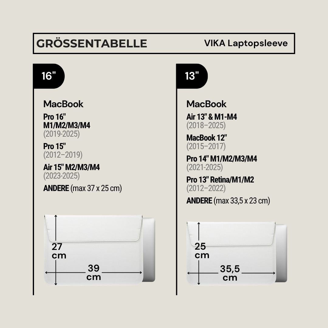 VIKA Flache Laptop - Hülle für MacBook & Notebooks - Laptophüllen - Dove White - Kuratist