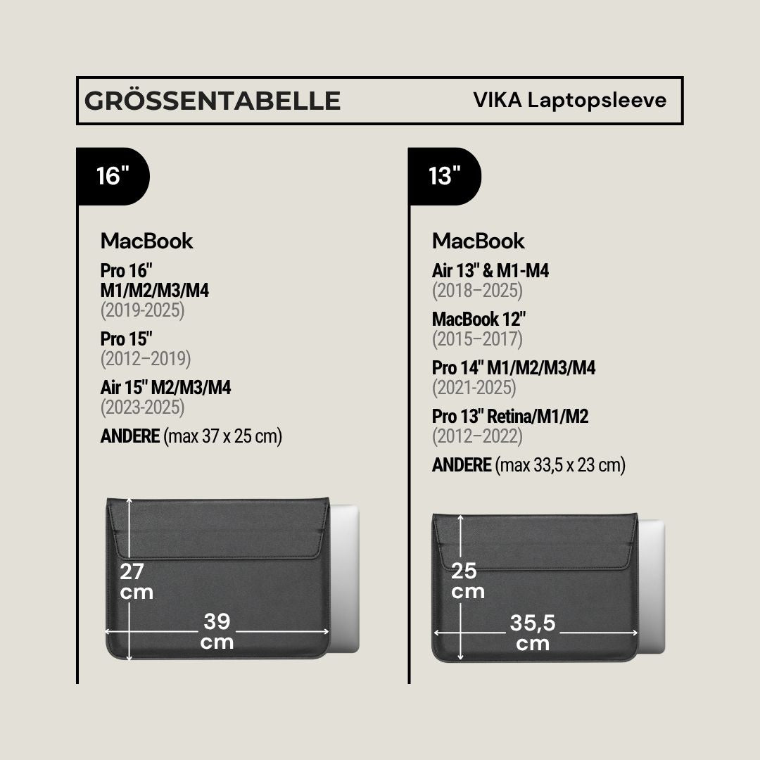VIKA Flache Laptop - Hülle für MacBook & Notebooks - Laptophüllen - Deep Black - Kuratist