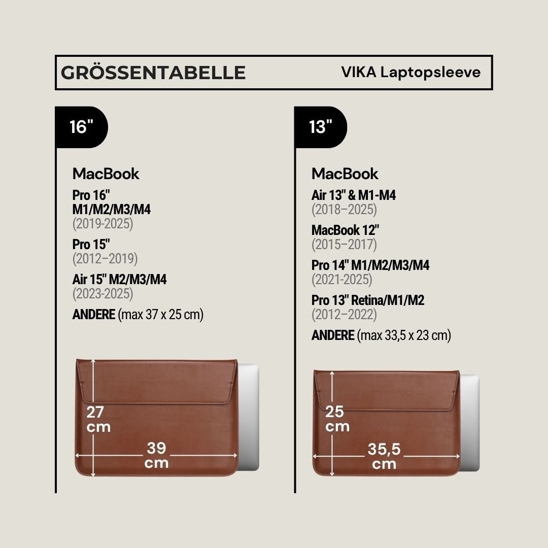 VIKA Flache Laptop - Hülle für MacBook & Notebooks - Laptophüllen - Caramel Brown - Kuratist