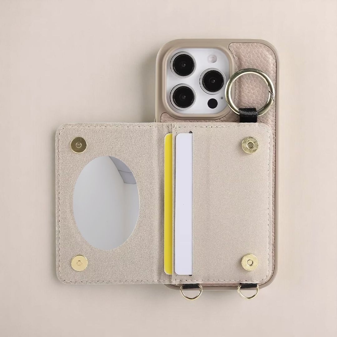 ALMA iPhone Crossbody Hülle & Geldbörse - Handyhüllen mit Band - Stone - Kuratist