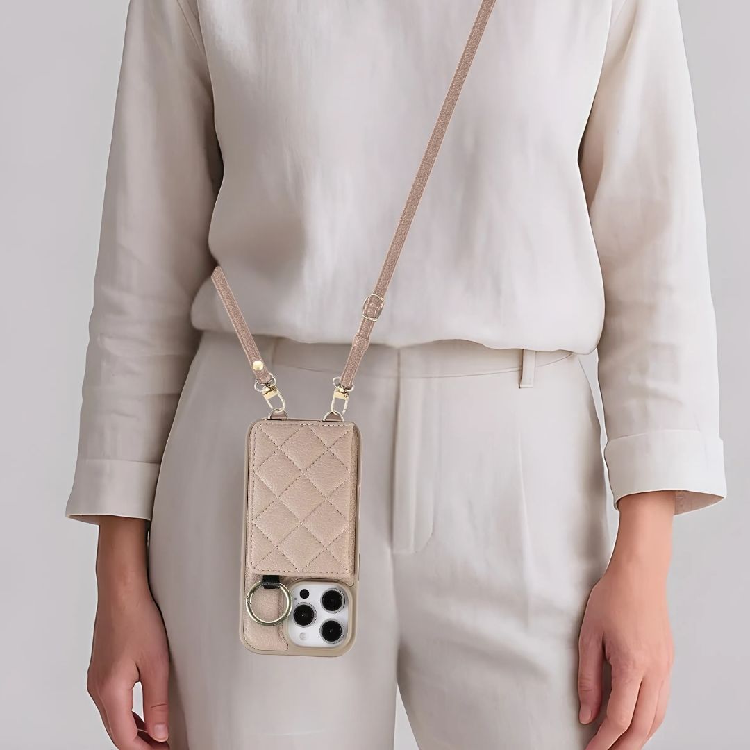ALMA iPhone Crossbody Hülle & Geldbörse - Handyhüllen mit Band - Stone - Kuratist