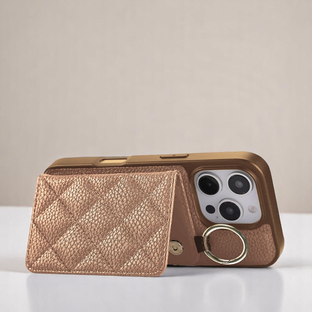 ALMA iPhone Crossbody Hülle & Geldbörse - Handyhüllen mit Band - Caramel - Kuratist