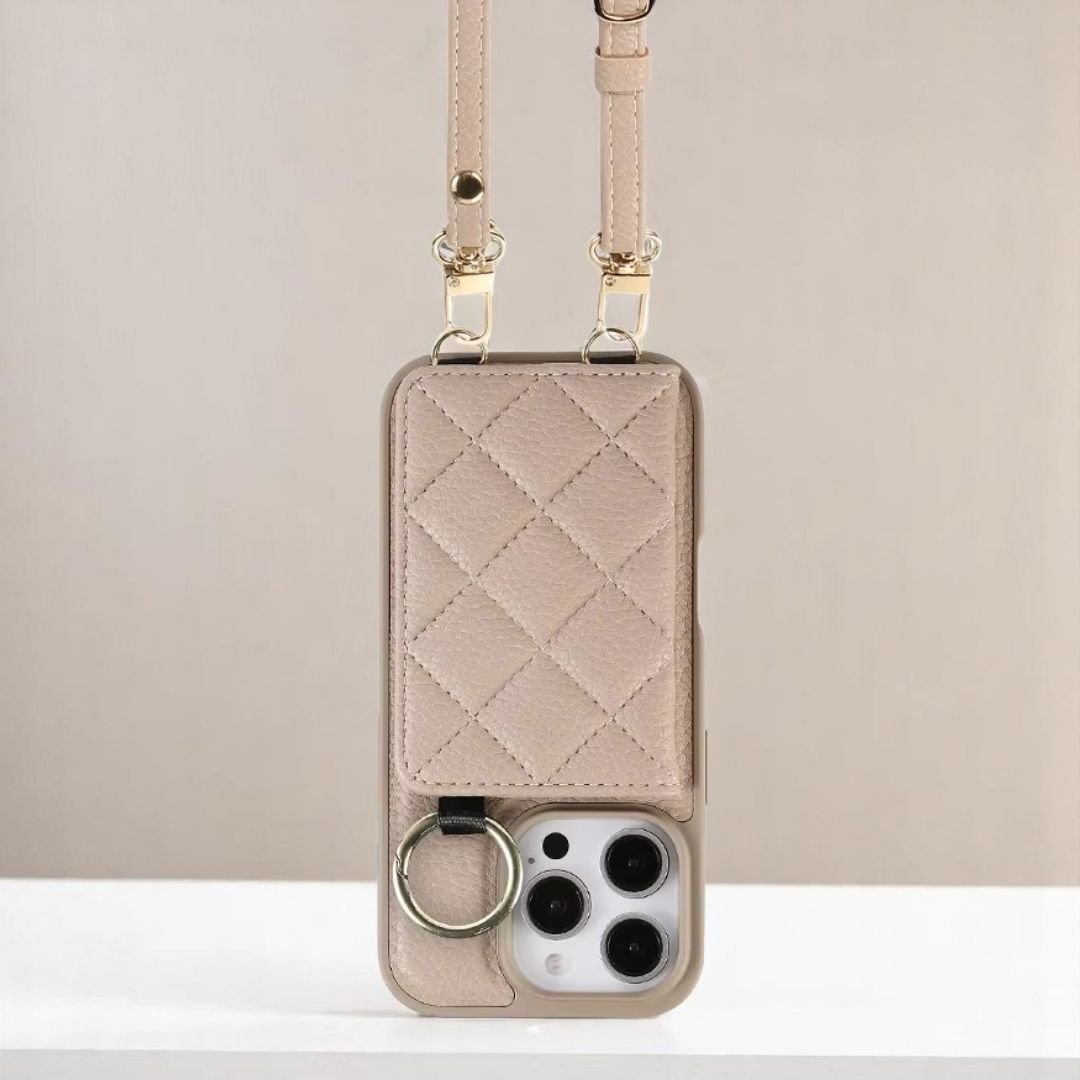 ALMA iPhone Crossbody Hülle & Geldbörse - Handyhüllen mit Band - Stone - Kuratist