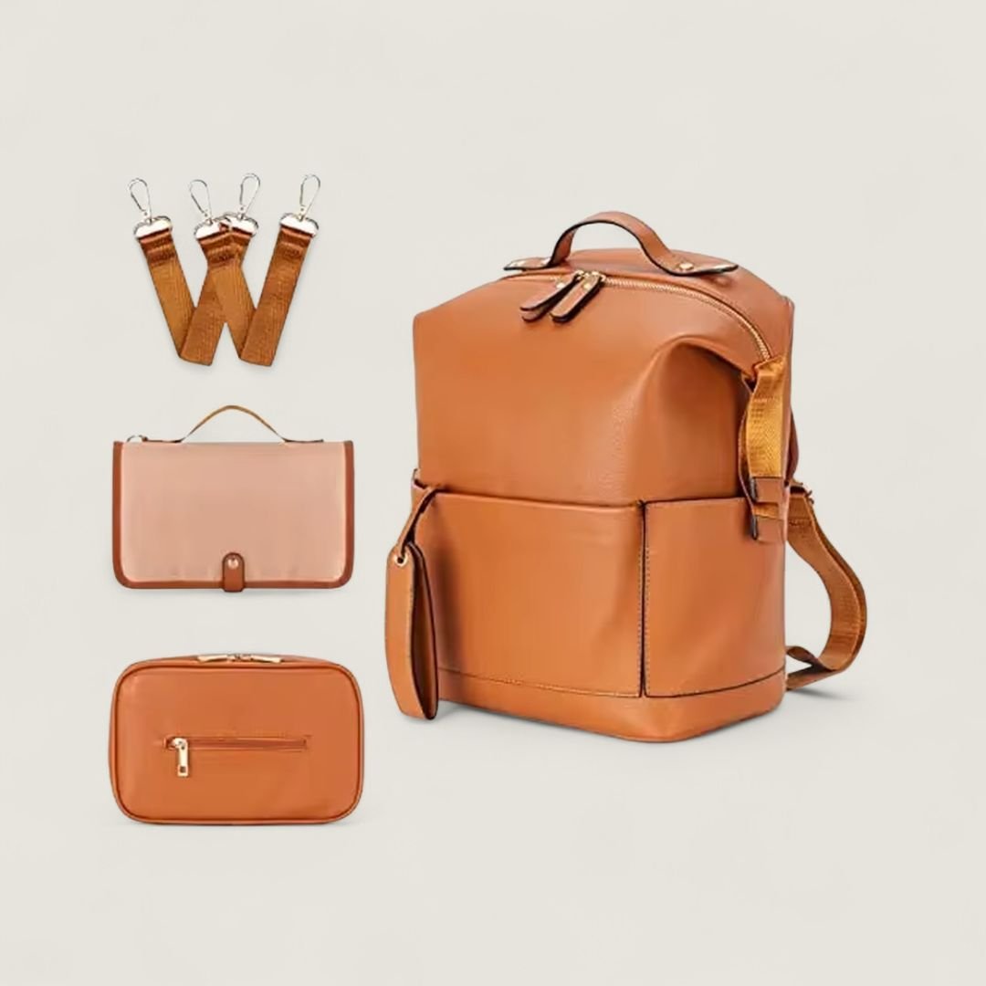 FENJA Multifunktionale Wickeltasche aus veganem Leder - Taschen - Caramel - Kuratist