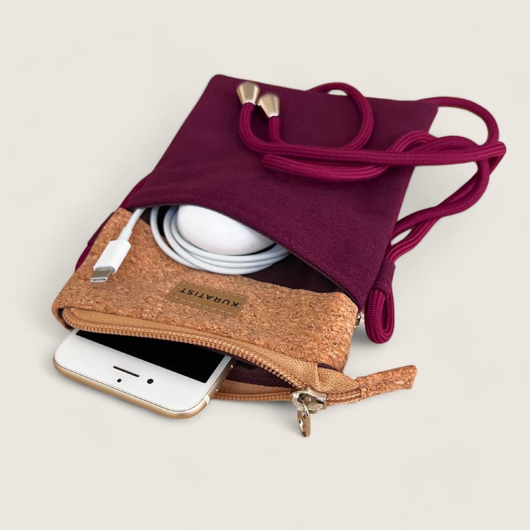 FREYA Handy Umhängetasche und Geldbörse - Handytaschen - Berry Cork - Kuratist