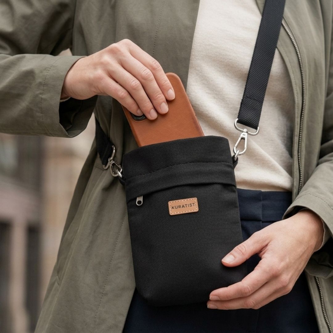GRETJE MINI Handy Umhängetasche - Umhängetaschen - Black - Kuratist