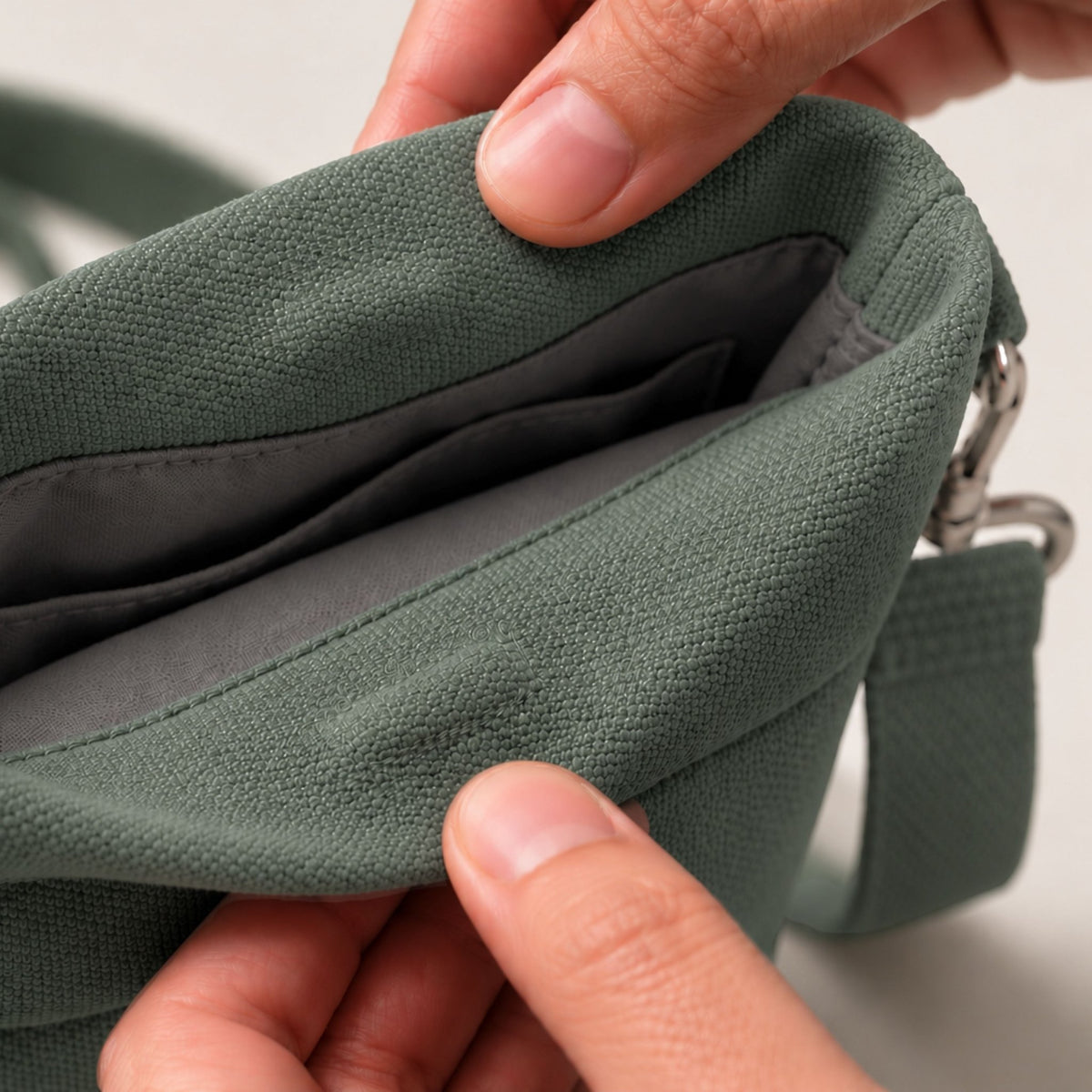 GRETJE MINI Handy Umhängetasche - Umhängetaschen - Pine Green Canvas - Kuratist