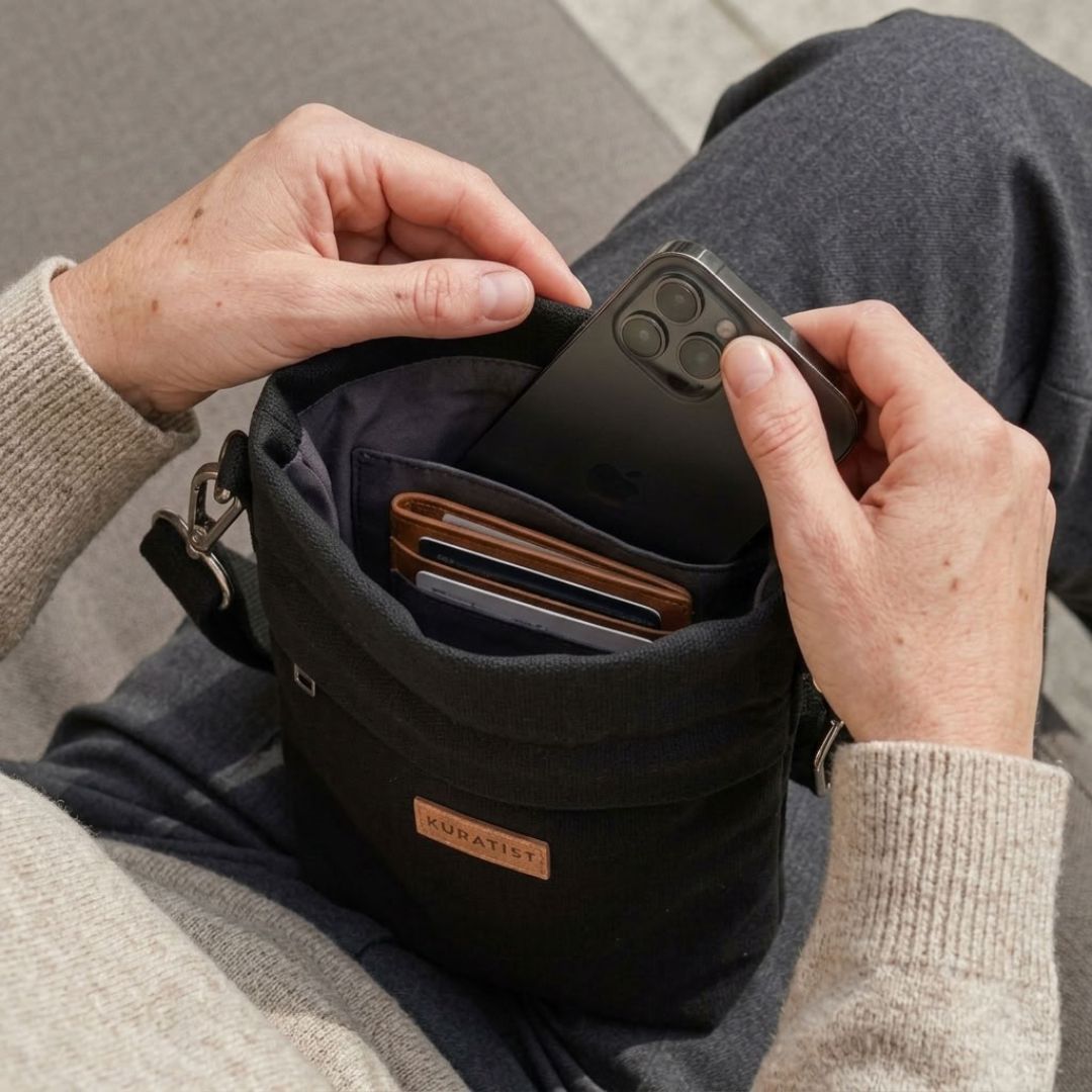 GRETJE MINI Handy Umhängetasche - Umhängetaschen - Black - Kuratist