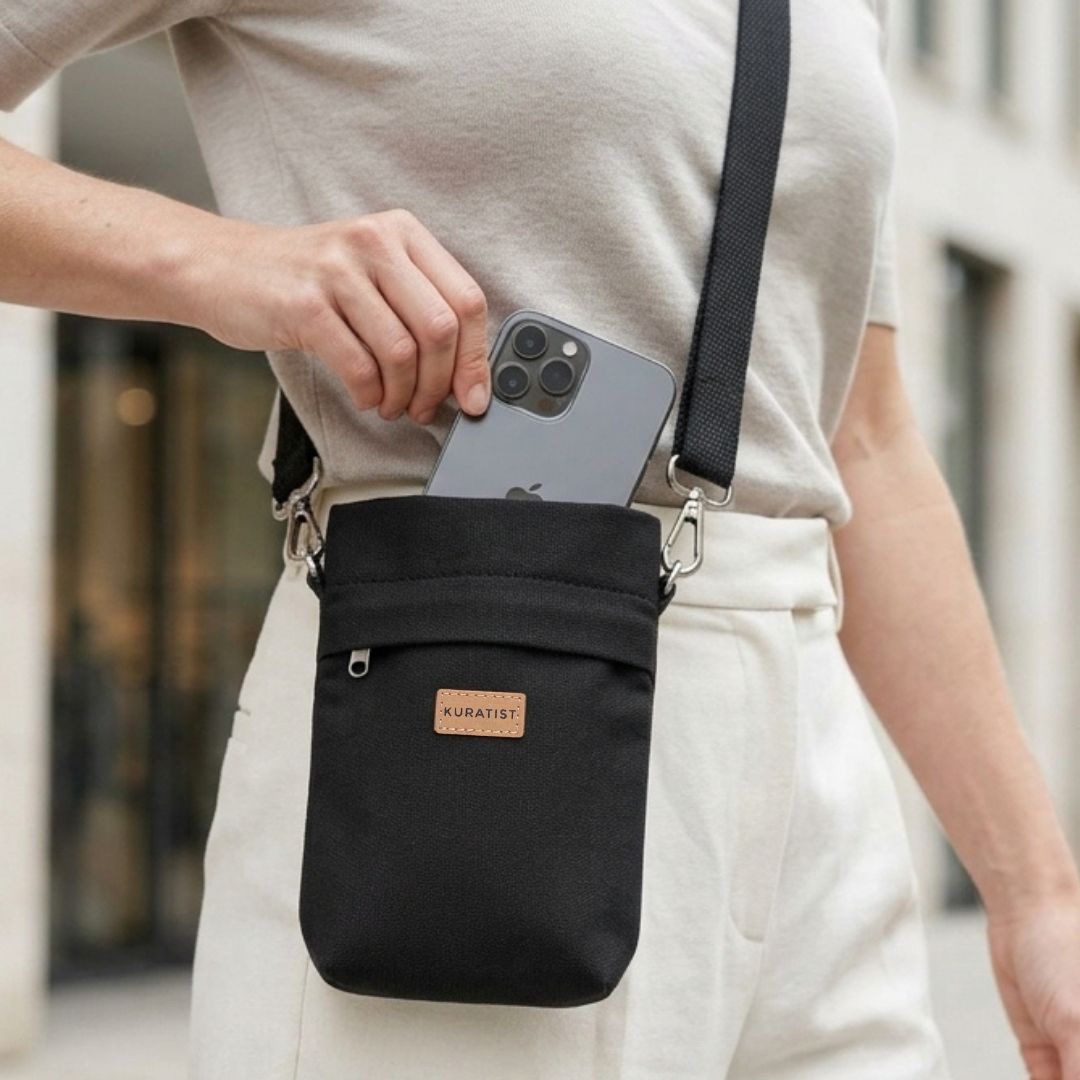 GRETJE MINI Handy Umhängetasche - Umhängetaschen - Black - Kuratist