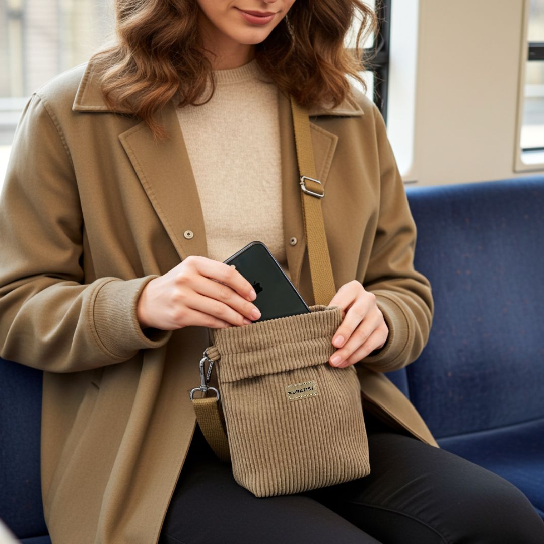 GRETJE MINI Handy Umhängetasche - Umhängetaschen - Cord Clay Dune - Kuratist